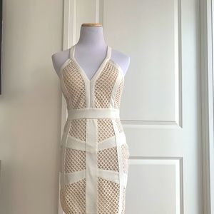 WHITE & CREAM Waffle Texture BODY CON Dress